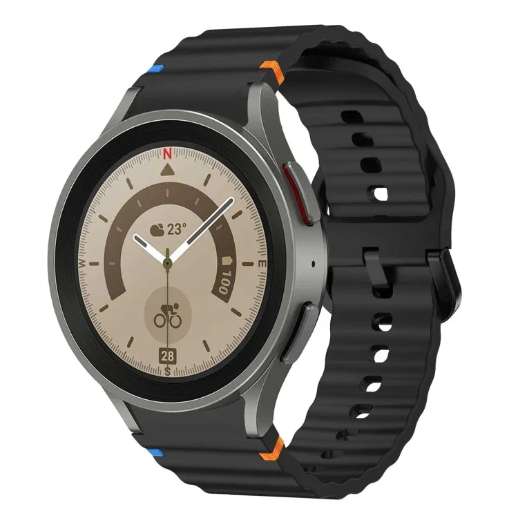 Silikonarmband mit Wellenmuster, passend für Samsung Galaxy Watch 5 Pro, Samsung Galaxy Watch 4 (40/44 mm), Samsung Galaxy Watch 4 Classic (42/46 mm) und Samsung Galaxy Watch 3 (41 mm).