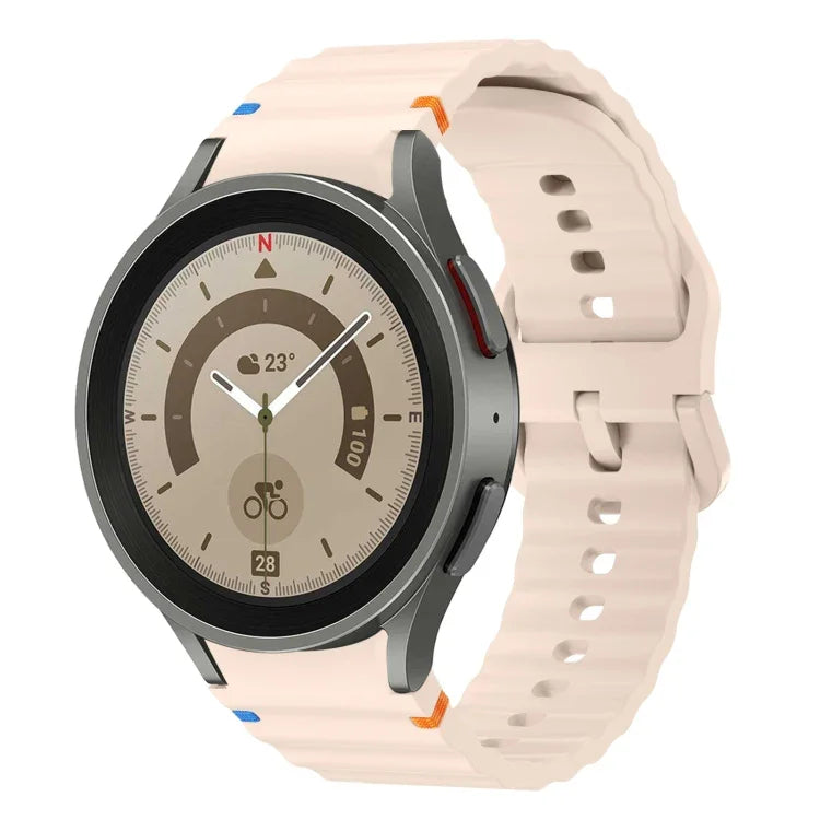 Wave Pattern Stitched Silicone Watch Band, For Samsung Galaxy Watch 5 Pro, For Samsung Galaxy Watch 4 40 / 44mm, For Samsung Galaxy Watch 4 Classic 42 / 46mm, For Samsung Galaxy Watch3 41mm