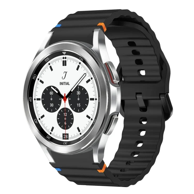 Wave Pattern Stitched Silicone Watch Band, For Samsung Galaxy Watch 5 Pro, For Samsung Galaxy Watch 4 40 / 44mm, For Samsung Galaxy Watch 4 Classic 42 / 46mm, For Samsung Galaxy Watch3 41mm
