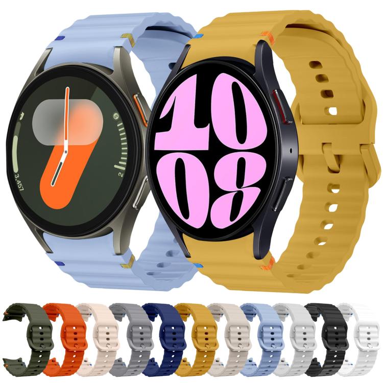 Wellenmuster genähtes Silikon-Uhrenarmband, für Samsung Galaxy Watch 7 40 / 44mm, für Samsung Galaxy Watch 6 Classic, für Samsung Galaxy Watch 6 40 / 44mm, für Samsung Galaxy Watch 5 40 / 44mm