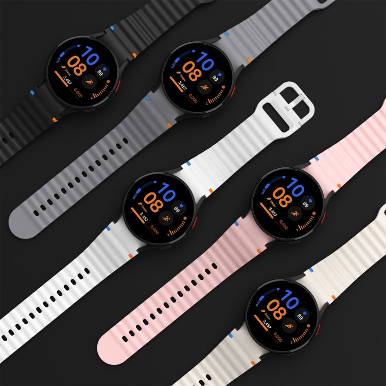 Wellenmuster genähtes Silikon-Uhrenarmband, für Samsung Galaxy Watch 7 40 / 44mm, für Samsung Galaxy Watch 6 Classic, für Samsung Galaxy Watch 6 40 / 44mm, für Samsung Galaxy Watch 5 40 / 44mm