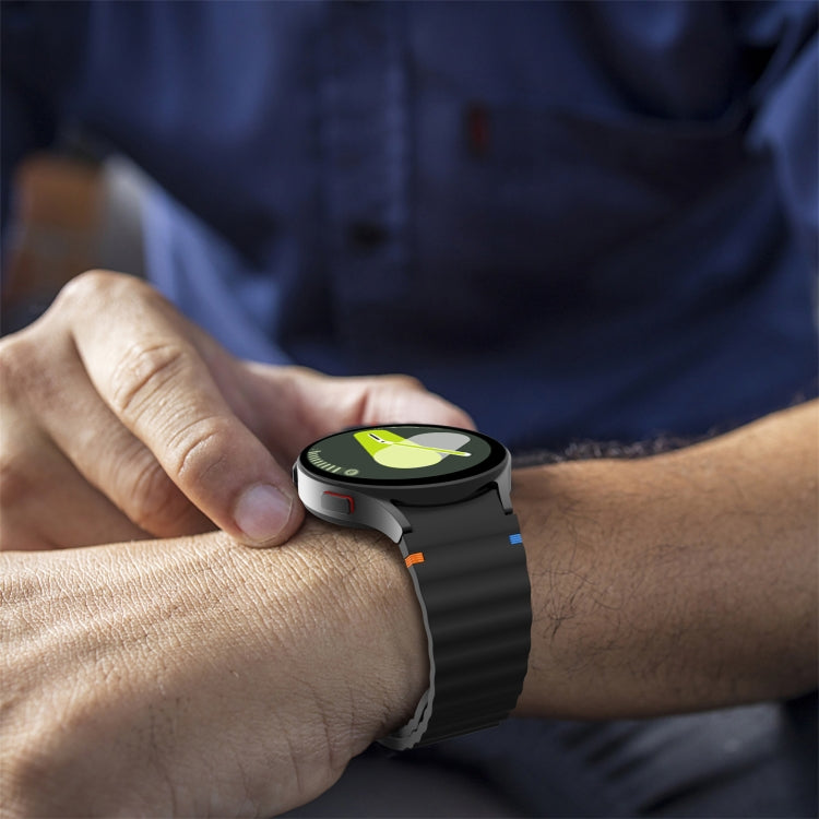 Wellenmuster genähtes Silikon-Uhrenarmband, für Samsung Galaxy Watch 7 40 / 44mm, für Samsung Galaxy Watch 6 Classic, für Samsung Galaxy Watch 6 40 / 44mm, für Samsung Galaxy Watch 5 40 / 44mm