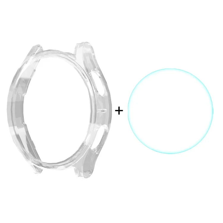 ENKAY Hat-Prince Electroplated Hard PC Case + 0.2mm 9H Glass Screen Protector, For Samsung Galaxy Watch7 44mm, For Samsung Galaxy Watch7 40mm