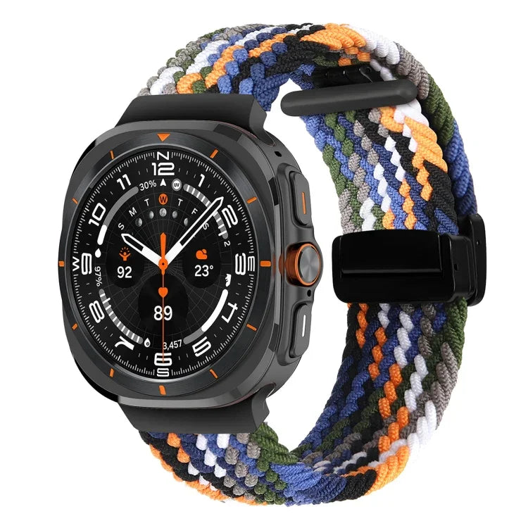 Geflochtenes Armband für Samsung Galaxy Watch Ultra 47 mm, faltbar, mit Magnetverschluss