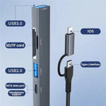 ADS-805 8-Pin + Type-C zu USB-C Daten + USB 2.0 / 3.0 + SD / TF Kartenleser Hub Erweiterungskonverter, ADS-805