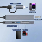 ADS-805 8-Pin + Type-C zu USB-C Daten + USB 2.0 / 3.0 + SD / TF Kartenleser Hub Erweiterungskonverter, ADS-805