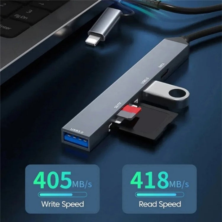 ADS-805 8-Pin + Type-C zu USB-C Daten + USB 2.0 / 3.0 + SD / TF Kartenleser Hub Erweiterungskonverter, ADS-805