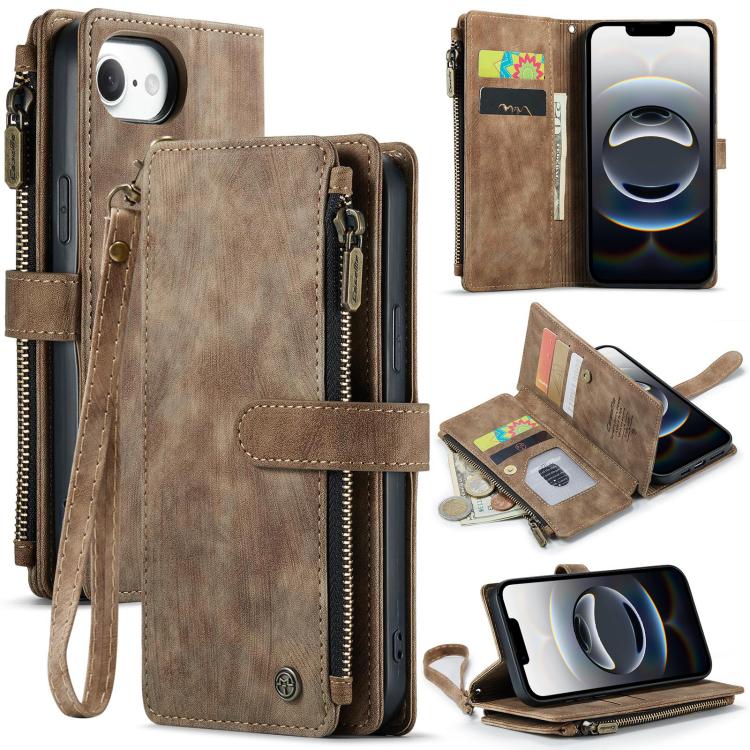 CaseMe C30 Kartenfächer Reißverschluss-Brieftasche Leder Handyhülle, Für iPhone 17e / 16e, Für iPhone 17 Pro Max, Für iPhone 17 Pro, Für iPhone 17, Für iPhone Air, Für iPhone 16 Pro Max, Für iPhone 16 Pro, Für iPhone 16 Plus, Für iPhone 16