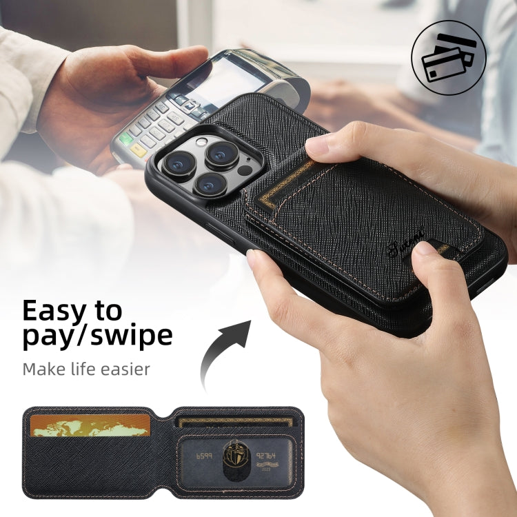 Suteni H18 Cross Grain MagSafe Brieftaschen-Leder-Handyhülle, Für iPhone 13 Pro Max, Für iPhone 13 Pro, Für iPhone 13, Für iPhone 12, Für iPhone 12 Pro Max, Für iPhone 12 Pro