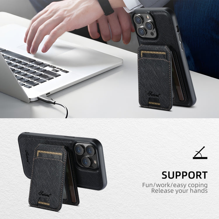 Suteni H18 Cross Grain MagSafe Brieftaschen-Leder-Handyhülle, Für iPhone 13 Pro Max, Für iPhone 13 Pro, Für iPhone 13, Für iPhone 12, Für iPhone 12 Pro Max, Für iPhone 12 Pro