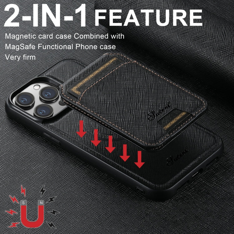 Suteni H18 Cross Grain MagSafe Brieftaschen-Leder-Handyhülle, Für iPhone 13 Pro Max, Für iPhone 13 Pro, Für iPhone 13, Für iPhone 12, Für iPhone 12 Pro Max, Für iPhone 12 Pro