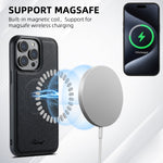 Suteni H18 Cross Grain MagSafe Wallet Leather Phone Case, For iPhone 13 Pro Max, For iPhone 13 Pro, For iPhone 13, For iPhone 12, For iPhone 12 Pro Max, For iPhone 12 Pro