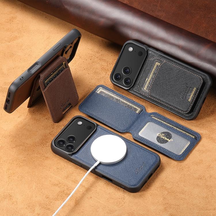 Suteni H18 Cross Grain MagSafe Brieftaschen-Leder-Handyhülle, Für iPhone 13 Pro Max, Für iPhone 13 Pro, Für iPhone 13, Für iPhone 12, Für iPhone 12 Pro Max, Für iPhone 12 Pro
