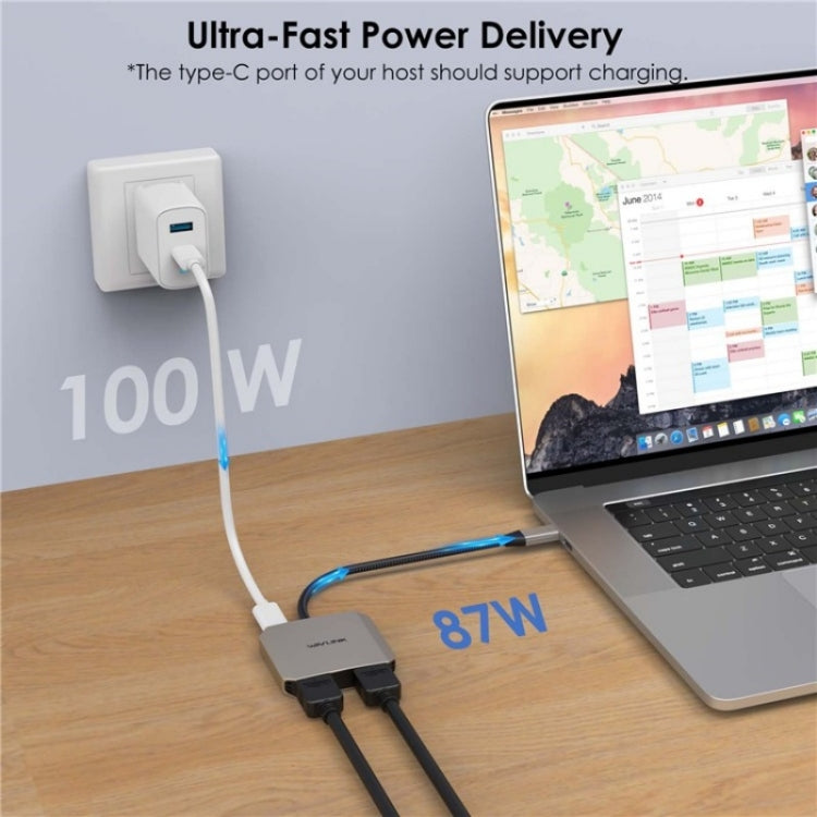 WAVLINK UHP510 Pro 87W PD Lade USB C zu Dual HD Konverter 4K 60Hz Monitor Adapter