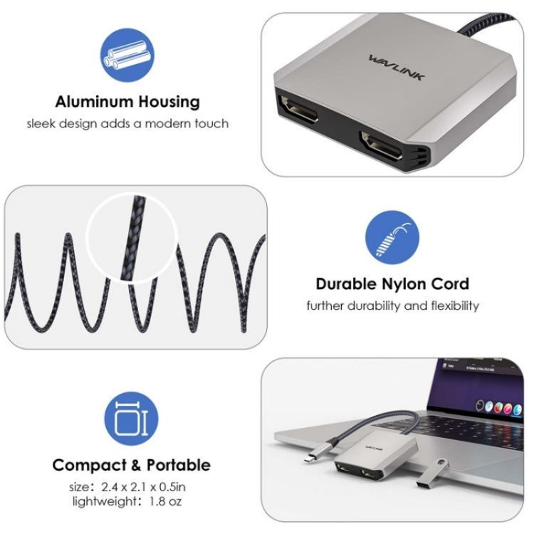 WAVLINK UHP510 Pro 87W PD Lade USB C zu Dual HD Konverter 4K 60Hz Monitor Adapter
