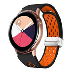 Two Color Magnetic Folding Silver Buckle Silicone Watch Band, For Samsung Galaxy Watch 3 41mm, For Samsung Galaxy Watch Active, For Samsung Galaxy Watch 42mm, For Samsung Gear S2 Classic