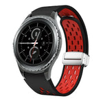 Two Color Magnetic Folding Silver Buckle Silicone Watch Band, For Samsung Galaxy Watch 3 41mm, For Samsung Galaxy Watch Active, For Samsung Galaxy Watch 42mm, For Samsung Gear S2 Classic