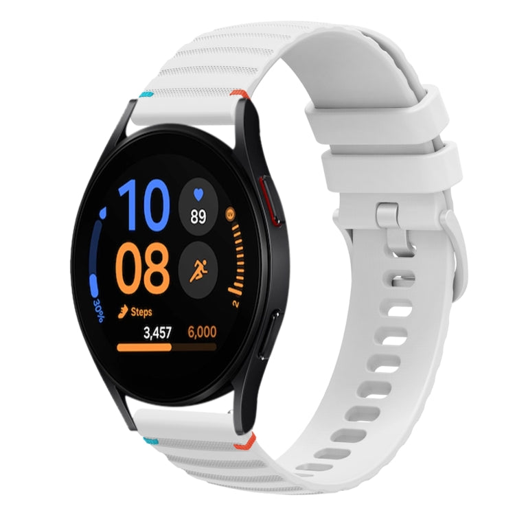 Gewelltes gepunktetes genähtes 20mm Silikon-Uhrenarmband, für Samsung Galaxy Watch FE 40mm, für Samsung Galaxy Watch 7 40 / 44mm, für Samsung Galaxy Watch 6 Classic 43 / 47mm, für Samsung Galaxy Watch 6 40 / 44mm