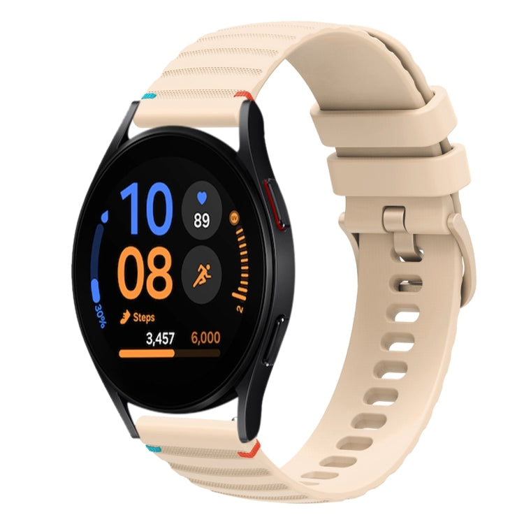 Gewelltes gepunktetes genähtes 20mm Silikon-Uhrenarmband, für Samsung Galaxy Watch FE 40mm, für Samsung Galaxy Watch 7 40 / 44mm, für Samsung Galaxy Watch 6 Classic 43 / 47mm, für Samsung Galaxy Watch 6 40 / 44mm