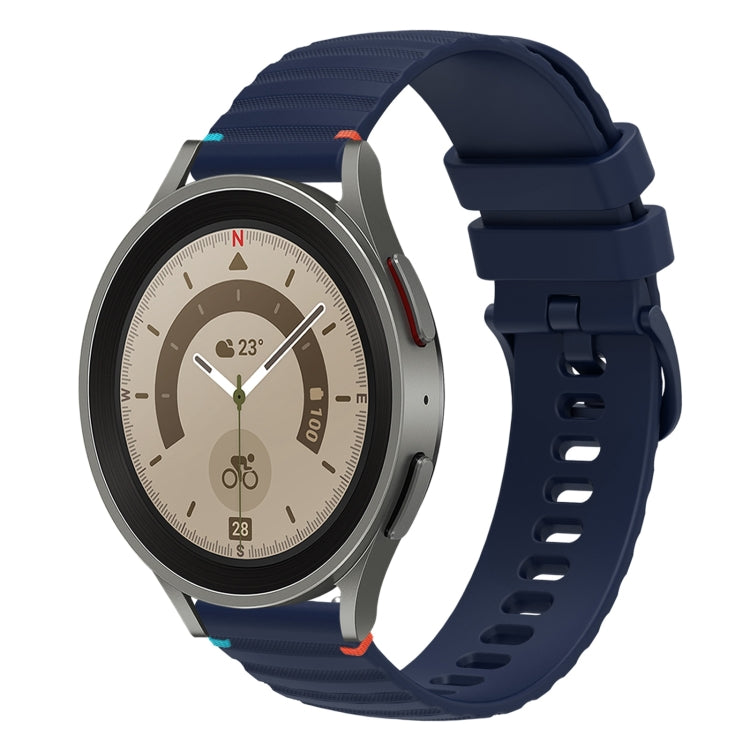 Welliges, gepunktetes, genähtes 20mm Silikon-Uhrenarmband, für Samsung Galaxy Watch 5 40 / 44mm, für Samsung Galaxy Watch 5 Pro 45mm, für Samsung Galaxy Watch 4 40 / 44mm, für Samsung Galaxy Watch 4 Classic 42 / 46mm