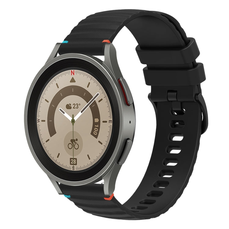 Welliges, gepunktetes, genähtes 20mm Silikon-Uhrenarmband, für Samsung Galaxy Watch 5 40 / 44mm, für Samsung Galaxy Watch 5 Pro 45mm, für Samsung Galaxy Watch 4 40 / 44mm, für Samsung Galaxy Watch 4 Classic 42 / 46mm