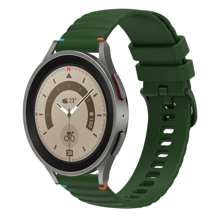 Welliges, gepunktetes, genähtes 20mm Silikon-Uhrenarmband, für Samsung Galaxy Watch 5 40 / 44mm, für Samsung Galaxy Watch 5 Pro 45mm, für Samsung Galaxy Watch 4 40 / 44mm, für Samsung Galaxy Watch 4 Classic 42 / 46mm