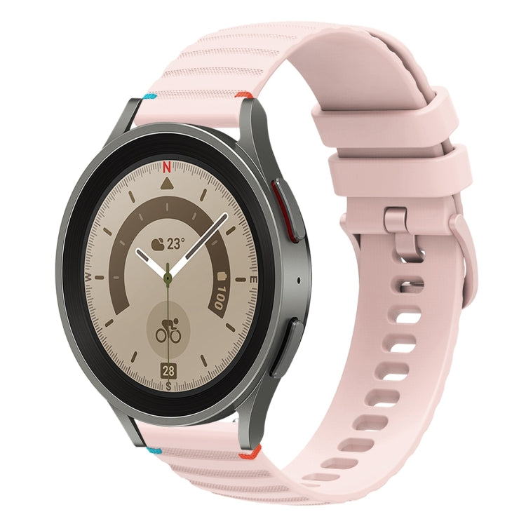 Welliges, gepunktetes, genähtes 20mm Silikon-Uhrenarmband, für Samsung Galaxy Watch 5 40 / 44mm, für Samsung Galaxy Watch 5 Pro 45mm, für Samsung Galaxy Watch 4 40 / 44mm, für Samsung Galaxy Watch 4 Classic 42 / 46mm