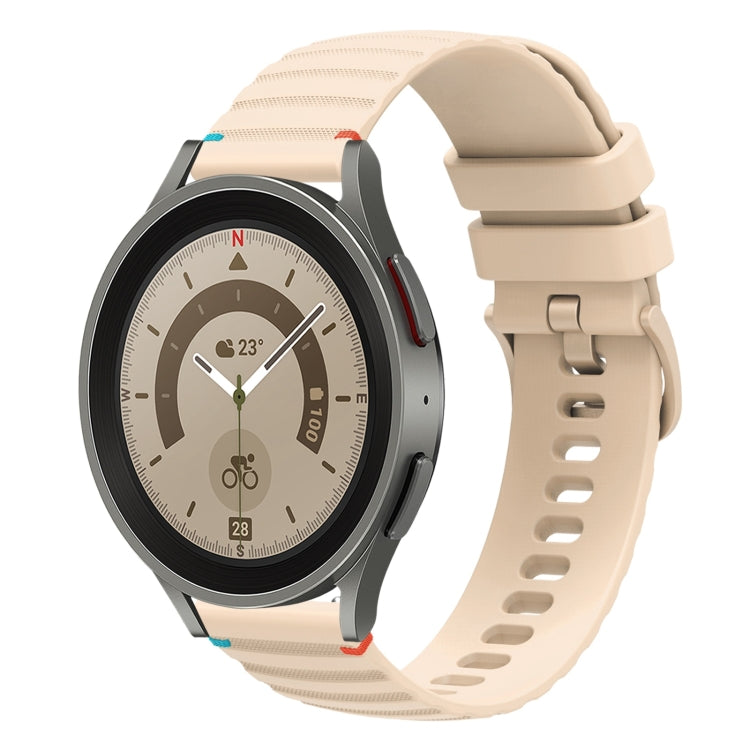 Welliges, gepunktetes, genähtes 20mm Silikon-Uhrenarmband, für Samsung Galaxy Watch 5 40 / 44mm, für Samsung Galaxy Watch 5 Pro 45mm, für Samsung Galaxy Watch 4 40 / 44mm, für Samsung Galaxy Watch 4 Classic 42 / 46mm