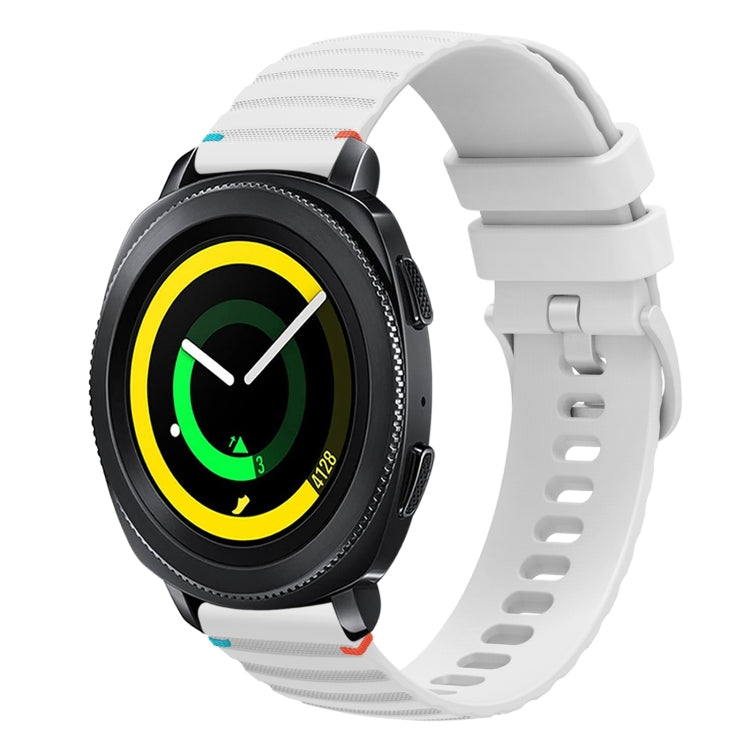 Welliges, gepunktetes, genähtes 20mm Silikon-Uhrenarmband, für Samsung Galaxy Gear Sport, für Samsung Galaxy Watch Active 2, für Samsung Galaxy Watch3 41mm, für Samsung Galaxy Watch Active