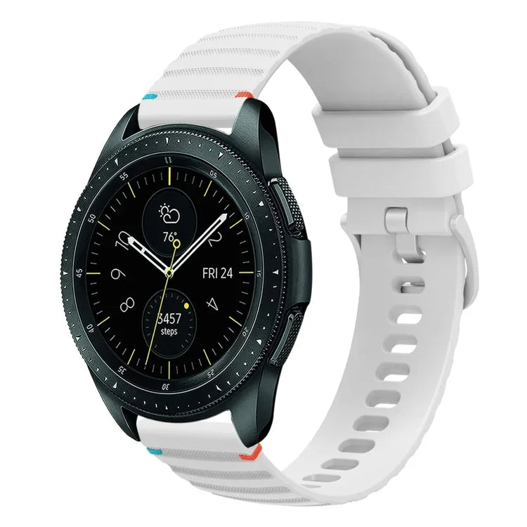 Wellenförmiges, gepunktetes, genähtes 20-mm-Silikonarmband, passend für Samsung Galaxy Watch 42 mm und Samsung Gear S2 Classic