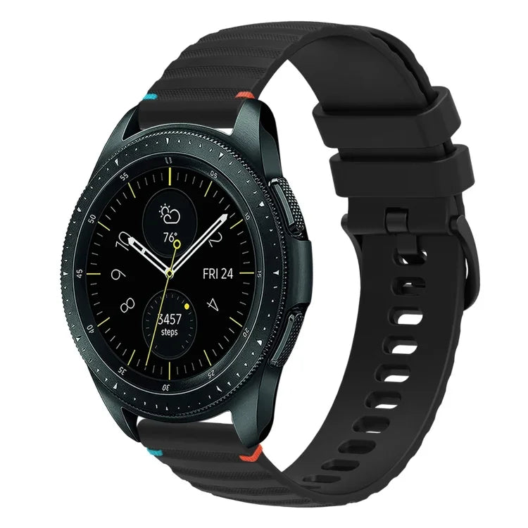 Wellenförmiges, gepunktetes, genähtes 20-mm-Silikonarmband, passend für Samsung Galaxy Watch 42 mm und Samsung Gear S2 Classic
