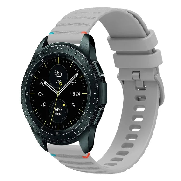 Wellenförmiges, gepunktetes, genähtes 20-mm-Silikonarmband, passend für Samsung Galaxy Watch 42 mm und Samsung Gear S2 Classic