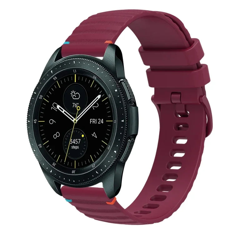 Wellenförmiges, gepunktetes, genähtes 20-mm-Silikonarmband, passend für Samsung Galaxy Watch 42 mm und Samsung Gear S2 Classic