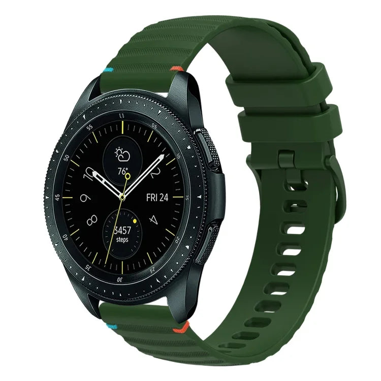 Wellenförmiges, gepunktetes, genähtes 20-mm-Silikonarmband, passend für Samsung Galaxy Watch 42 mm und Samsung Gear S2 Classic