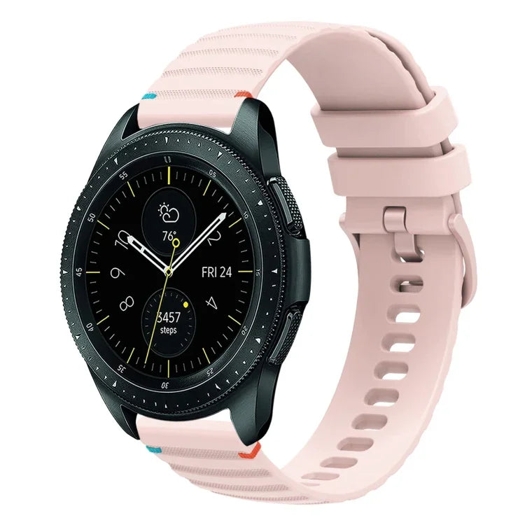 Wellenförmiges, gepunktetes, genähtes 20-mm-Silikonarmband, passend für Samsung Galaxy Watch 42 mm und Samsung Gear S2 Classic