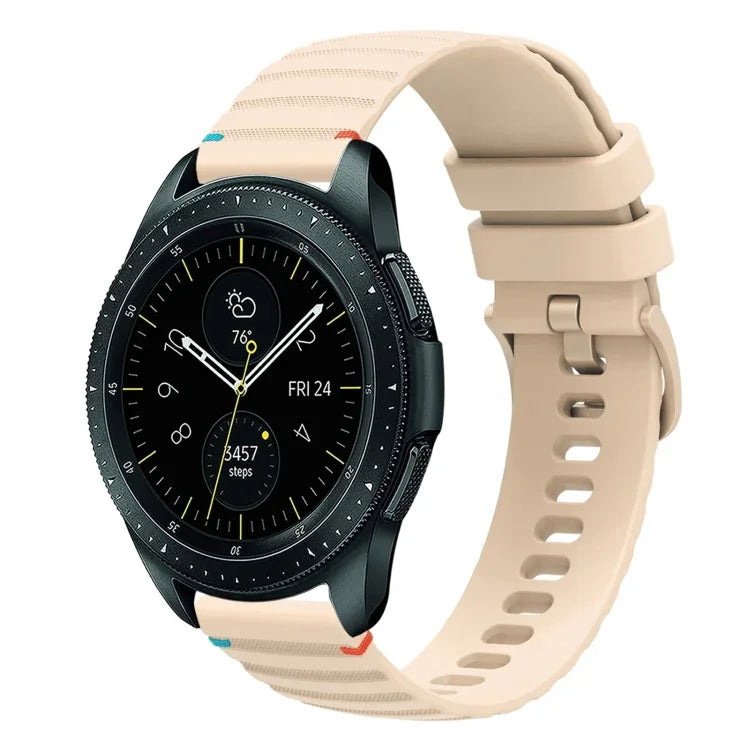 Wellenförmiges, gepunktetes, genähtes 20-mm-Silikonarmband, passend für Samsung Galaxy Watch 42 mm und Samsung Gear S2 Classic