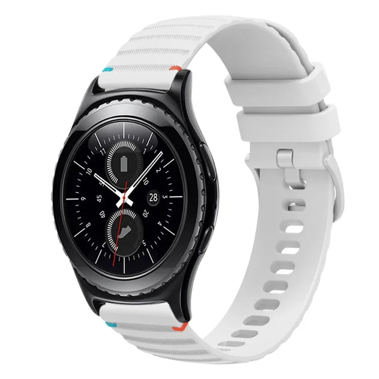 Wellenförmiges, gepunktetes, genähtes 20-mm-Silikonarmband, passend für Samsung Galaxy Watch 42 mm und Samsung Gear S2 Classic