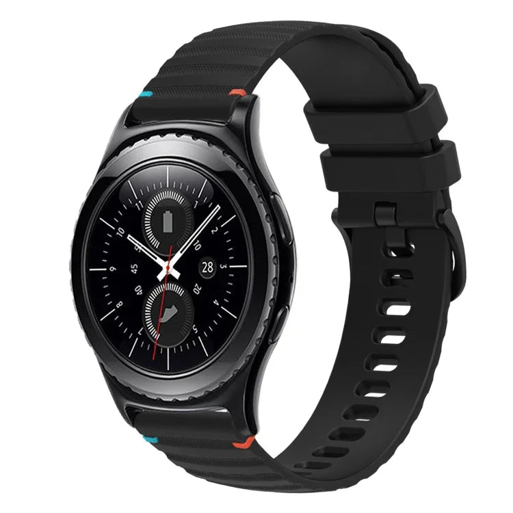 Wellenförmiges, gepunktetes, genähtes 20-mm-Silikonarmband, passend für Samsung Galaxy Watch 42 mm und Samsung Gear S2 Classic