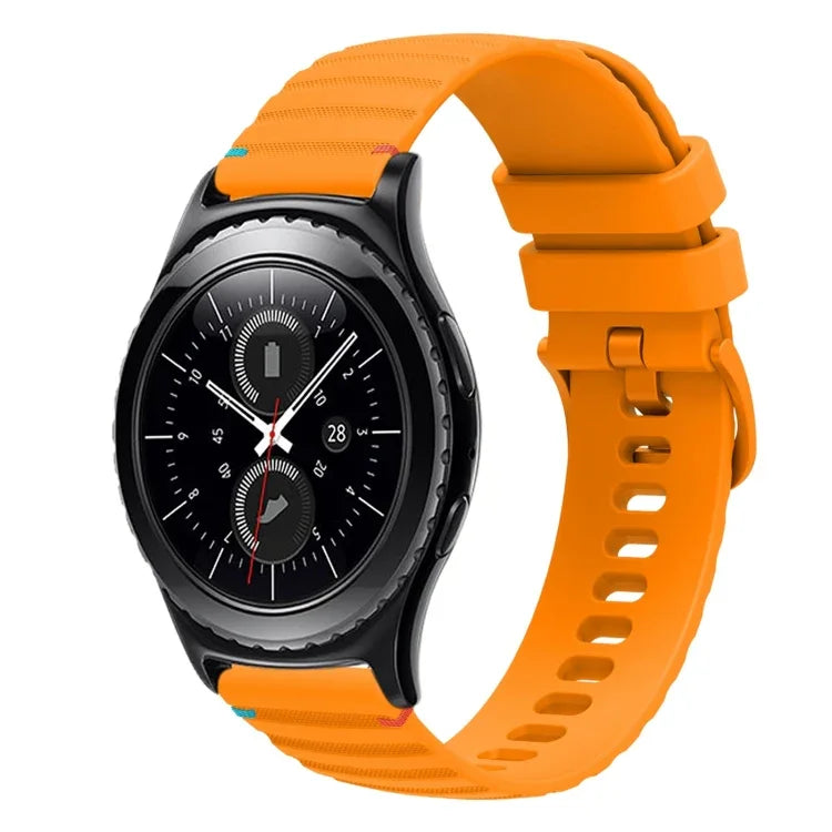 Wellenförmiges, gepunktetes, genähtes 20-mm-Silikonarmband, passend für Samsung Galaxy Watch 42 mm und Samsung Gear S2 Classic