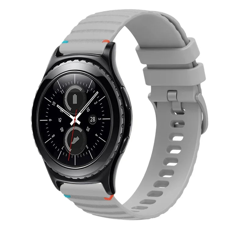 Wellenförmiges, gepunktetes, genähtes 20-mm-Silikonarmband, passend für Samsung Galaxy Watch 42 mm und Samsung Gear S2 Classic