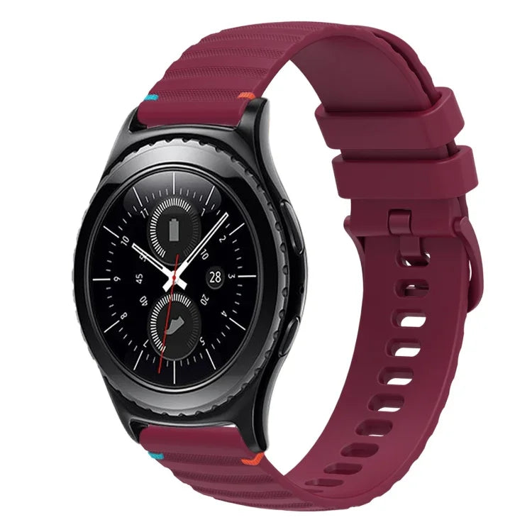 Wellenförmiges, gepunktetes, genähtes 20-mm-Silikonarmband, passend für Samsung Galaxy Watch 42 mm und Samsung Gear S2 Classic