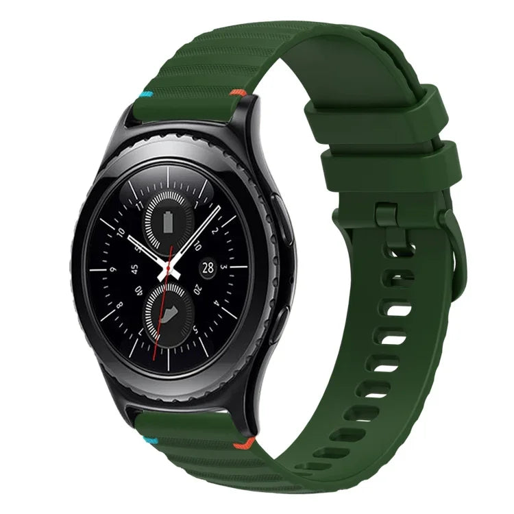 Wellenförmiges, gepunktetes, genähtes 20-mm-Silikonarmband, passend für Samsung Galaxy Watch 42 mm und Samsung Gear S2 Classic