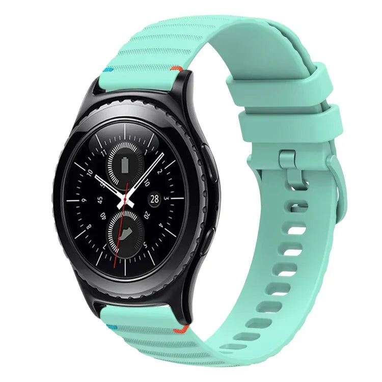Wellenförmiges, gepunktetes, genähtes 20-mm-Silikonarmband, passend für Samsung Galaxy Watch 42 mm und Samsung Gear S2 Classic