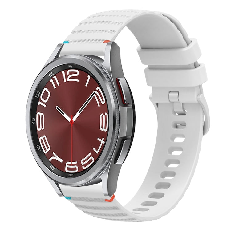 Gewelltes gepunktetes genähtes 20mm Silikon-Uhrenarmband, für Samsung Galaxy Watch FE 40mm, für Samsung Galaxy Watch 7 40 / 44mm, für Samsung Galaxy Watch 6 Classic 43 / 47mm, für Samsung Galaxy Watch 6 40 / 44mm