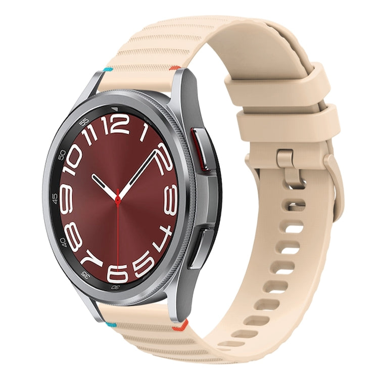 Gewelltes gepunktetes genähtes 20mm Silikon-Uhrenarmband, für Samsung Galaxy Watch FE 40mm, für Samsung Galaxy Watch 7 40 / 44mm, für Samsung Galaxy Watch 6 Classic 43 / 47mm, für Samsung Galaxy Watch 6 40 / 44mm