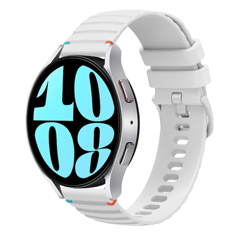 Gewelltes gepunktetes genähtes 20mm Silikon-Uhrenarmband, für Samsung Galaxy Watch FE 40mm, für Samsung Galaxy Watch 7 40 / 44mm, für Samsung Galaxy Watch 6 Classic 43 / 47mm, für Samsung Galaxy Watch 6 40 / 44mm