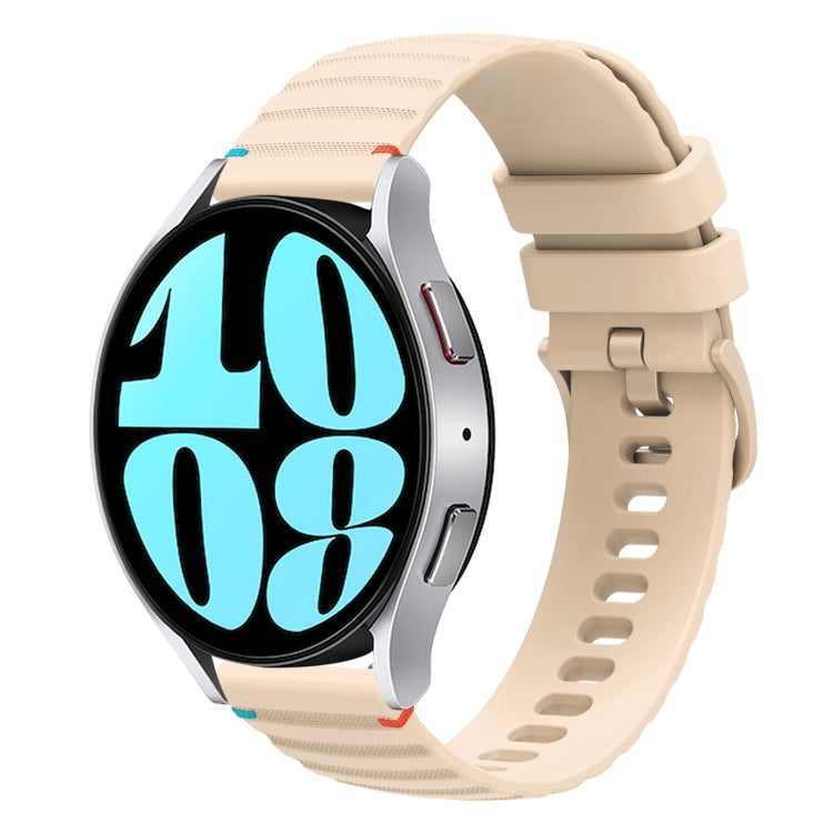 Gewelltes gepunktetes genähtes 20mm Silikon-Uhrenarmband, für Samsung Galaxy Watch FE 40mm, für Samsung Galaxy Watch 7 40 / 44mm, für Samsung Galaxy Watch 6 Classic 43 / 47mm, für Samsung Galaxy Watch 6 40 / 44mm