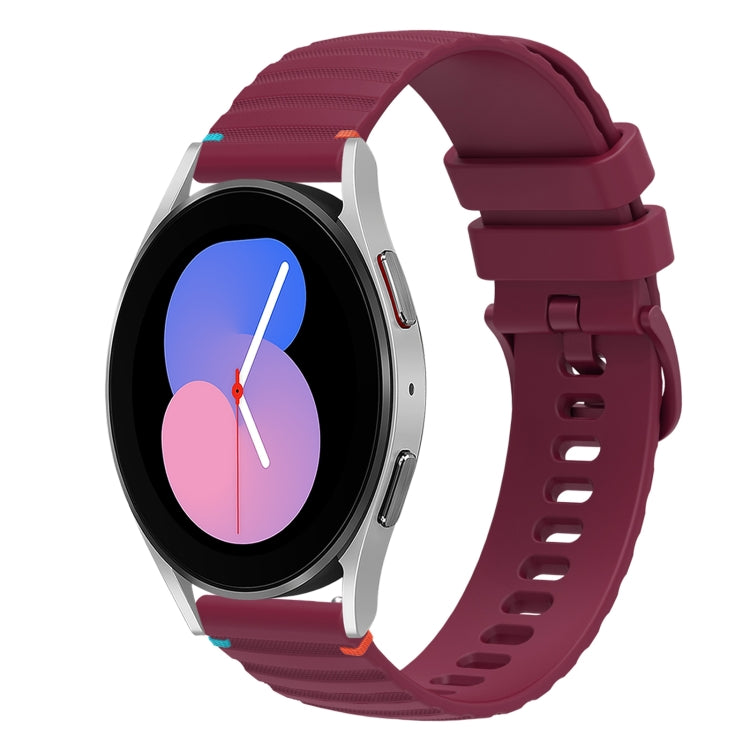 Welliges, gepunktetes, genähtes 20mm Silikon-Uhrenarmband, für Samsung Galaxy Watch 5 40 / 44mm, für Samsung Galaxy Watch 5 Pro 45mm, für Samsung Galaxy Watch 4 40 / 44mm, für Samsung Galaxy Watch 4 Classic 42 / 46mm
