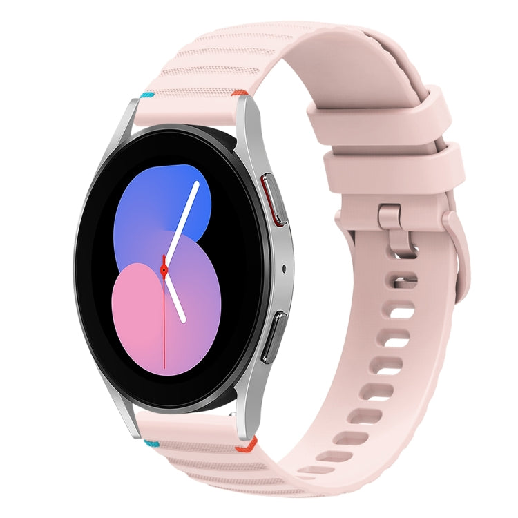 Welliges, gepunktetes, genähtes 20mm Silikon-Uhrenarmband, für Samsung Galaxy Watch 5 40 / 44mm, für Samsung Galaxy Watch 5 Pro 45mm, für Samsung Galaxy Watch 4 40 / 44mm, für Samsung Galaxy Watch 4 Classic 42 / 46mm