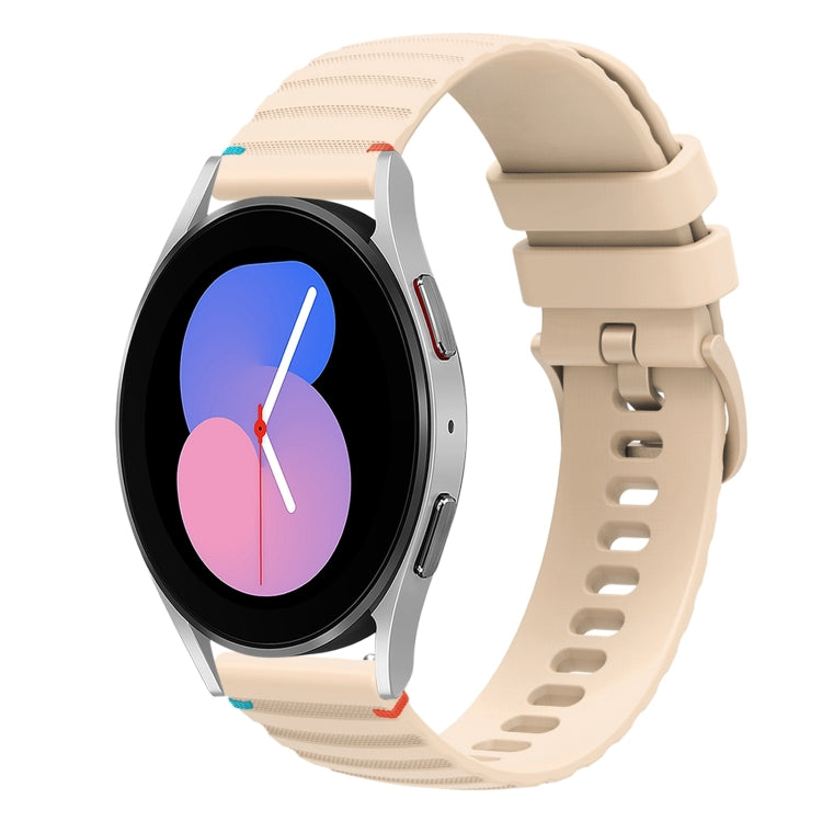 Welliges, gepunktetes, genähtes 20mm Silikon-Uhrenarmband, für Samsung Galaxy Watch 5 40 / 44mm, für Samsung Galaxy Watch 5 Pro 45mm, für Samsung Galaxy Watch 4 40 / 44mm, für Samsung Galaxy Watch 4 Classic 42 / 46mm